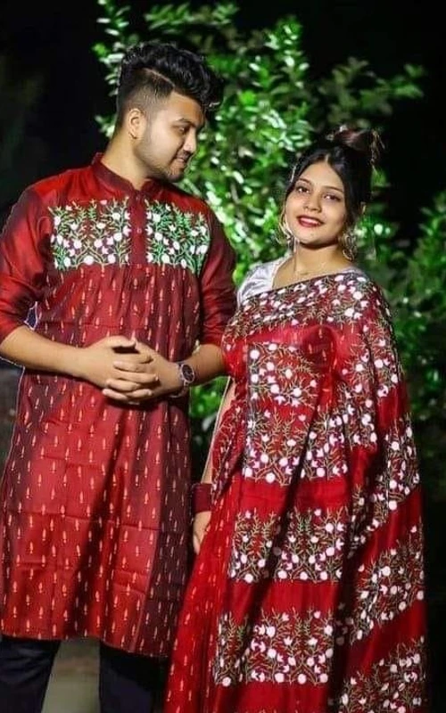 কম দামে সেরা মানের শাড়ি পাঞ্জাবির কাপল ড্রেস