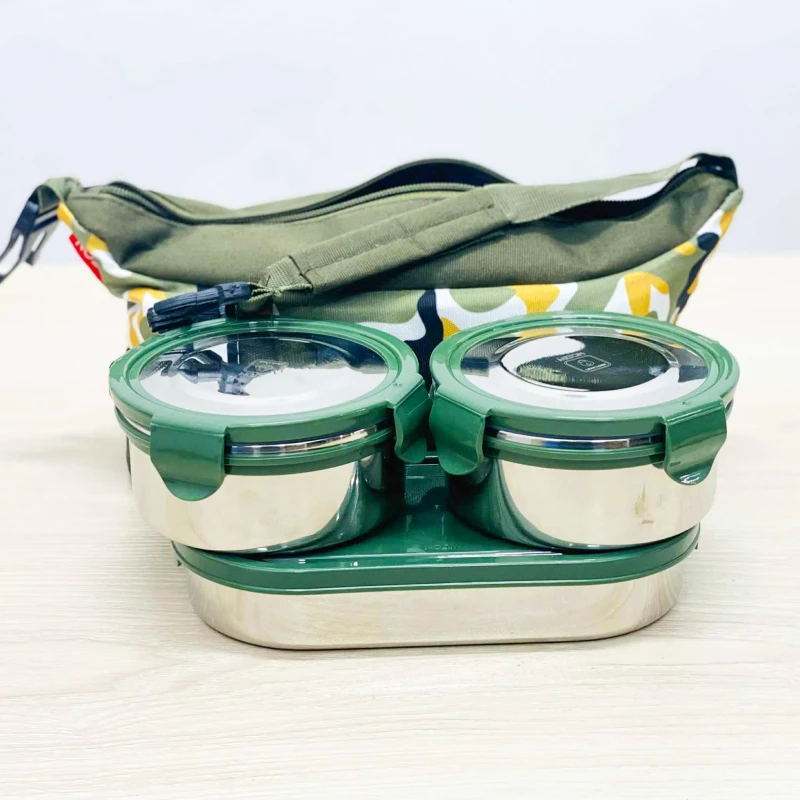 MILTON Stainless Steel Lunch box With Bag