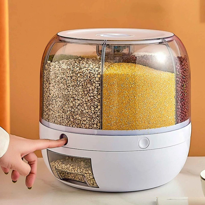 6 Grid Storage Container, 360° Rotating Dry Food Dispenser - Image 3