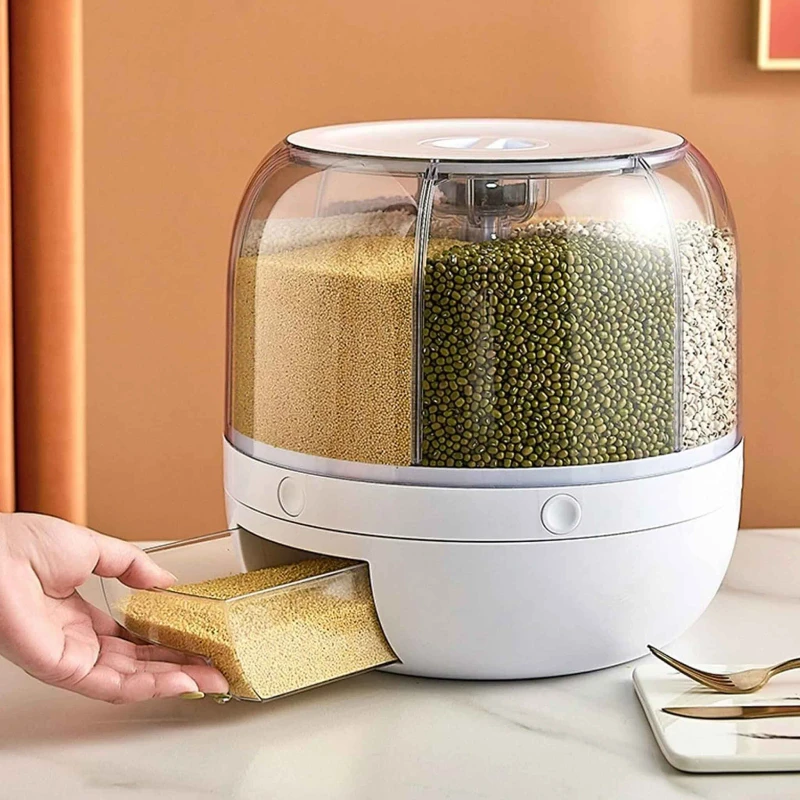6 Grid Storage Container, 360° Rotating Dry Food Dispenser - Image 4