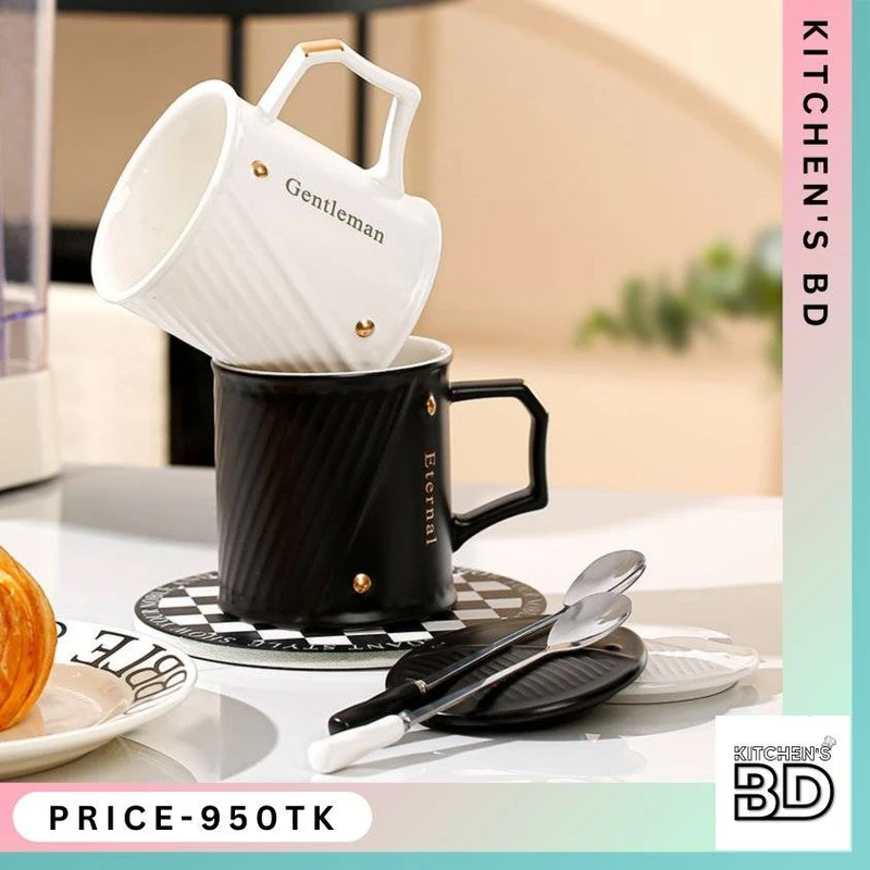 Coffee Mug with Ceramic Spoon & Lid - Image 3
