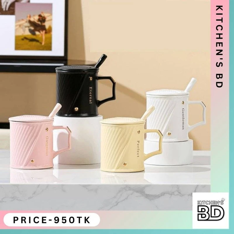 Coffee Mug with Ceramic Spoon & Lid - Image 4