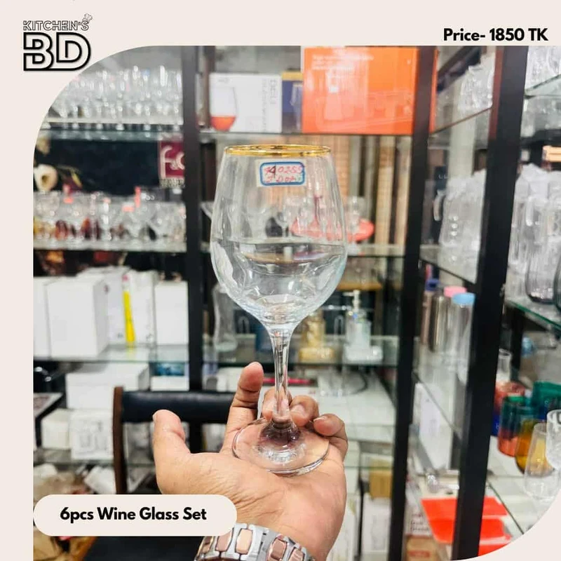 6pcs Wine Glass with Golden Border Set