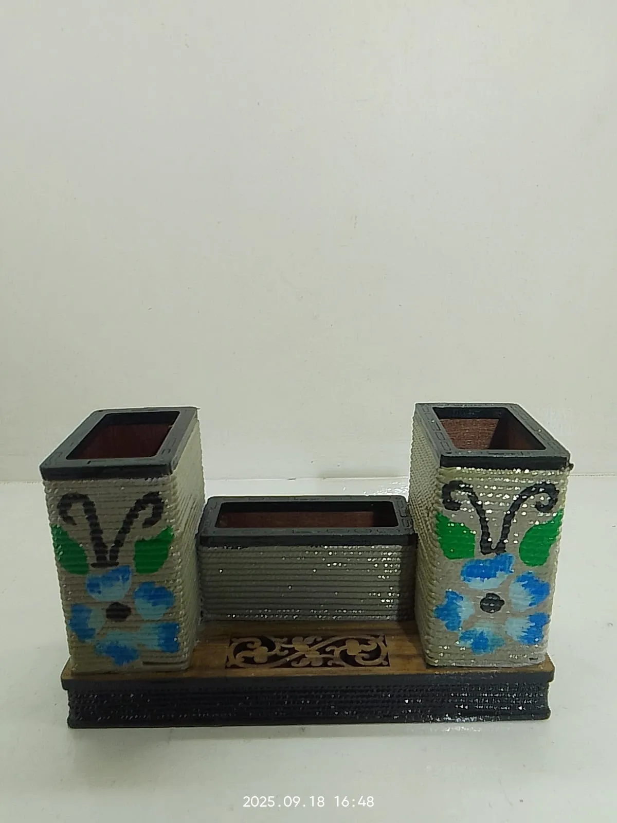 Wooden Hand-Painted Pen Holder