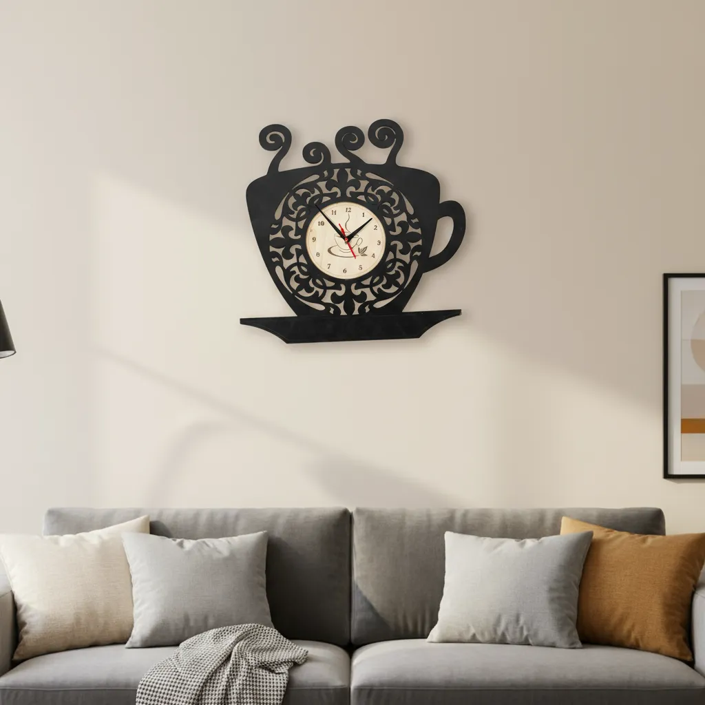 wooden cup shape wall clock