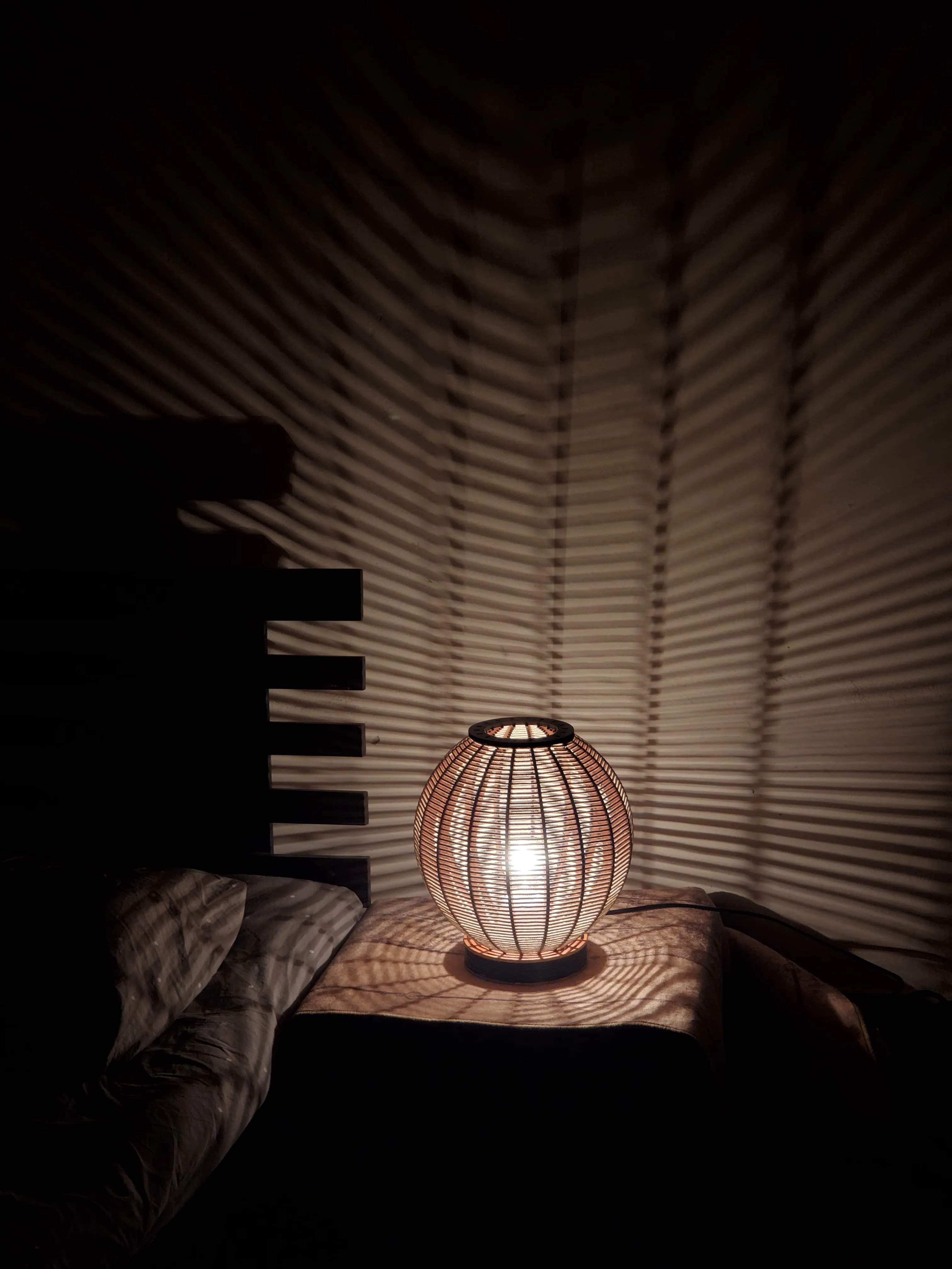 Handcrafted Wooden Bedside Table Lamp - Thumbnail 3