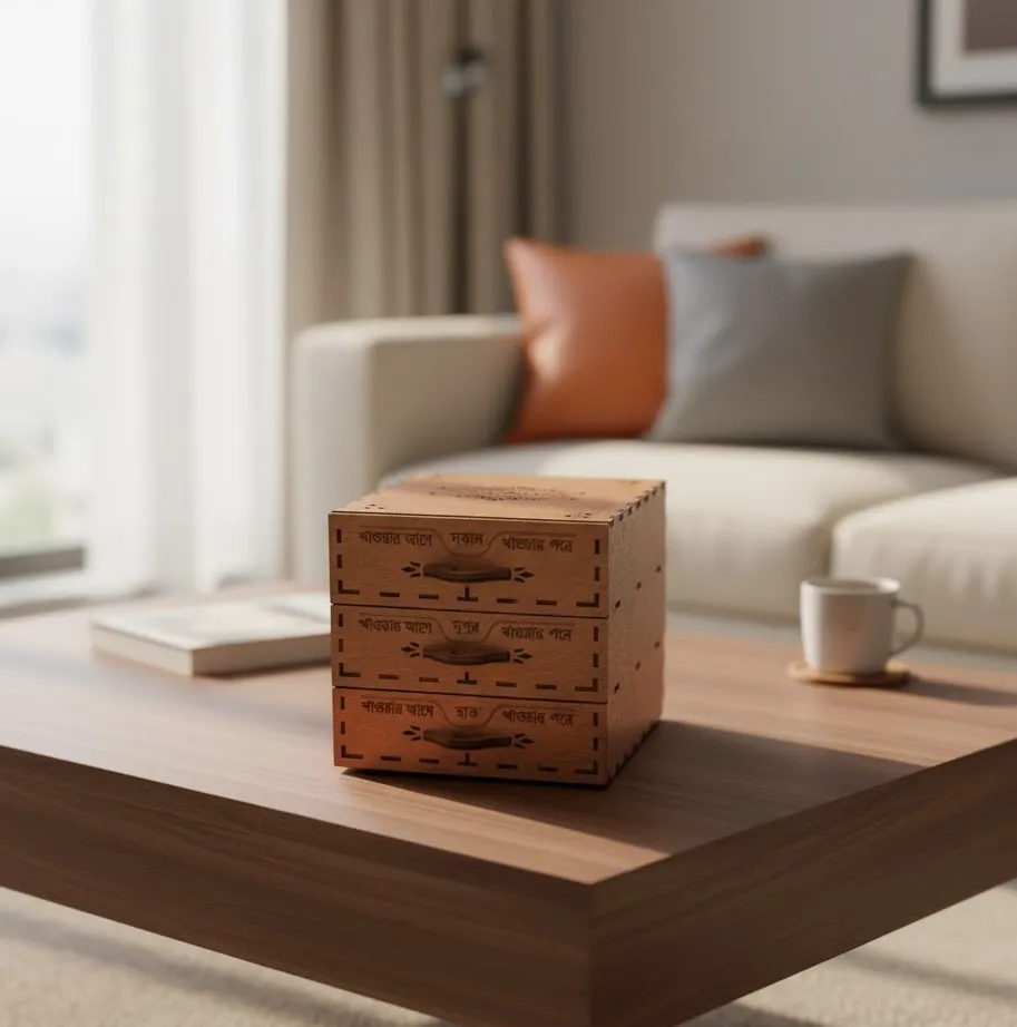 Wooden Medicine Box with3 Drawers650