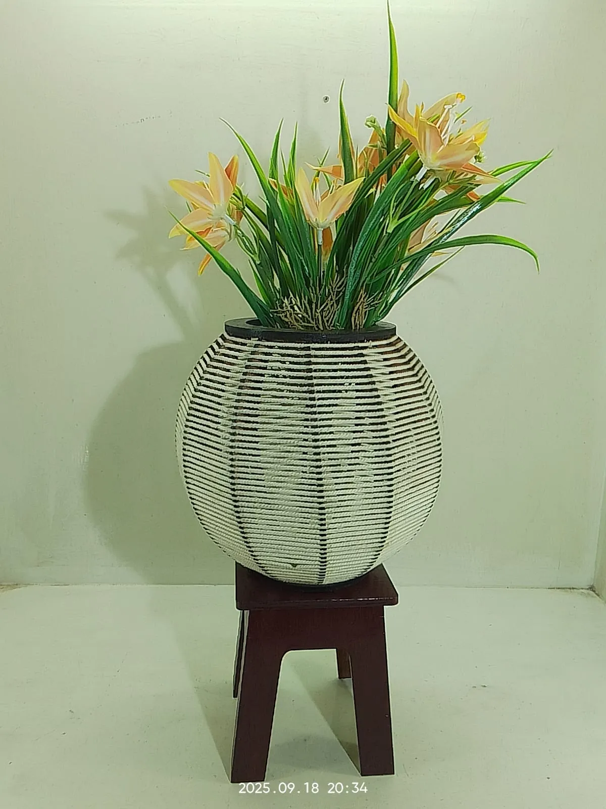Handcrafted Decorative Flower Vase with Artificial Lilies