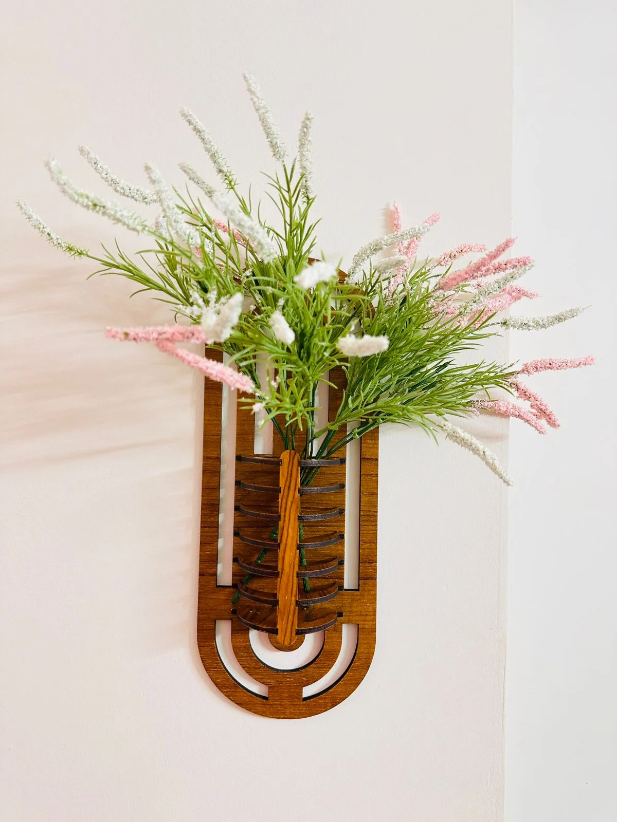 Wooden Wall-Mounted Flower Vase