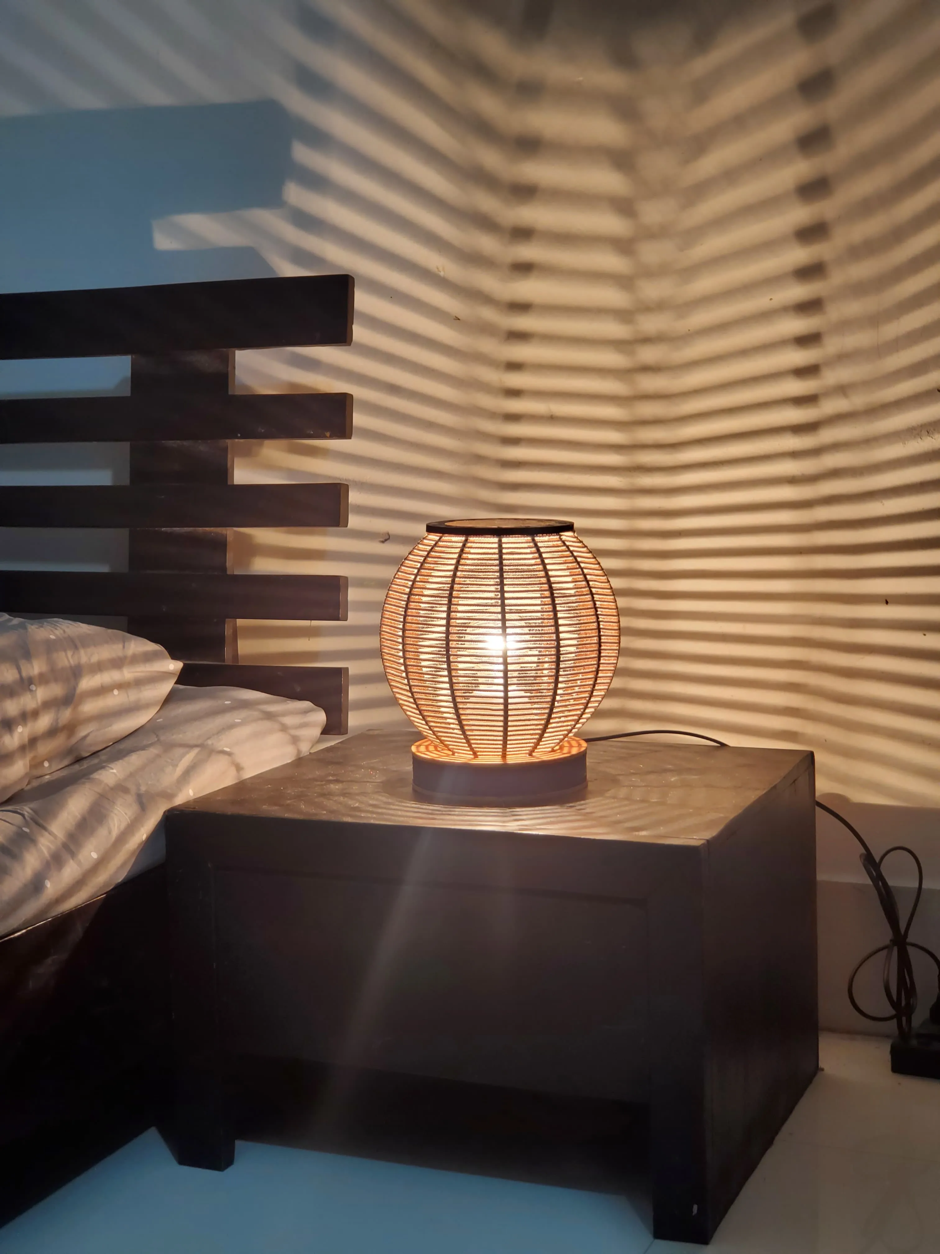 Handcrafted Wooden Bedside Table Lamp (small) - Thumbnail 3