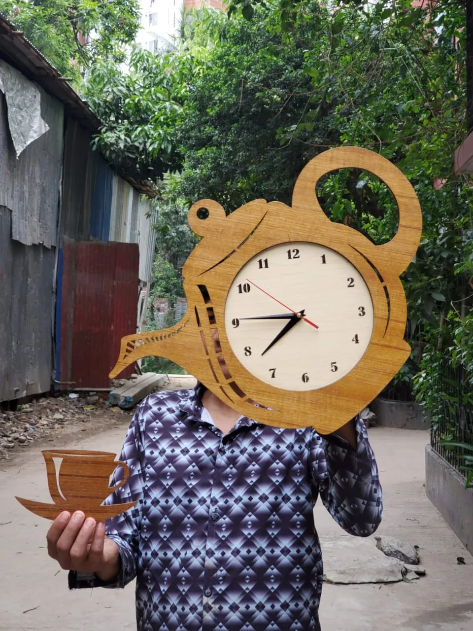 ketli cup wooden wall clock