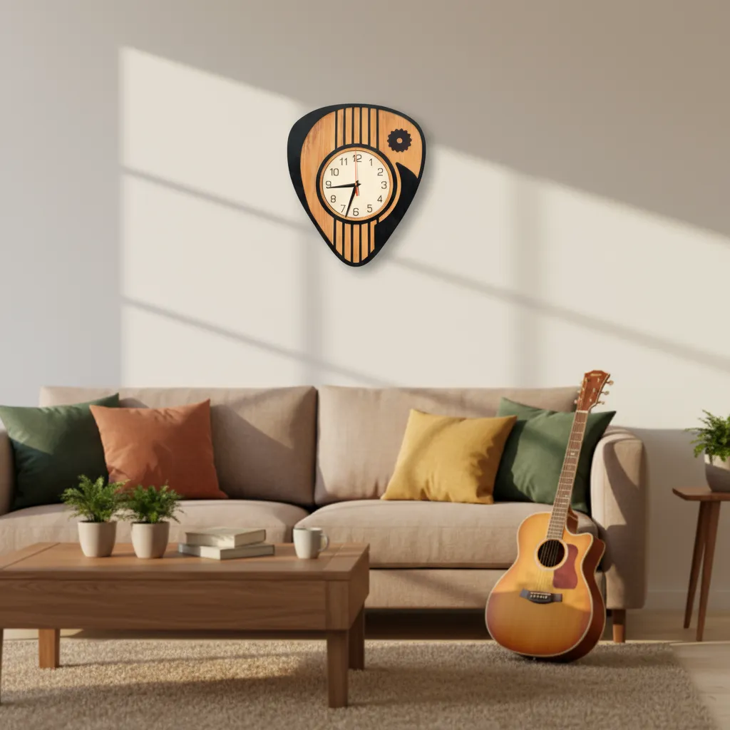 guitar pick shape wall clock