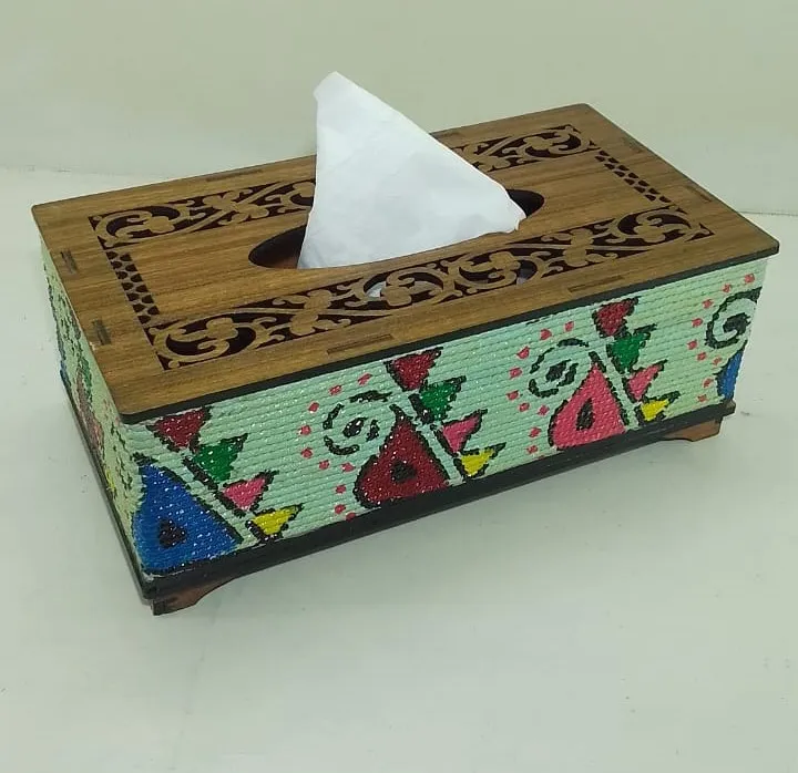 Wooden Hand-Painted Tissue Box