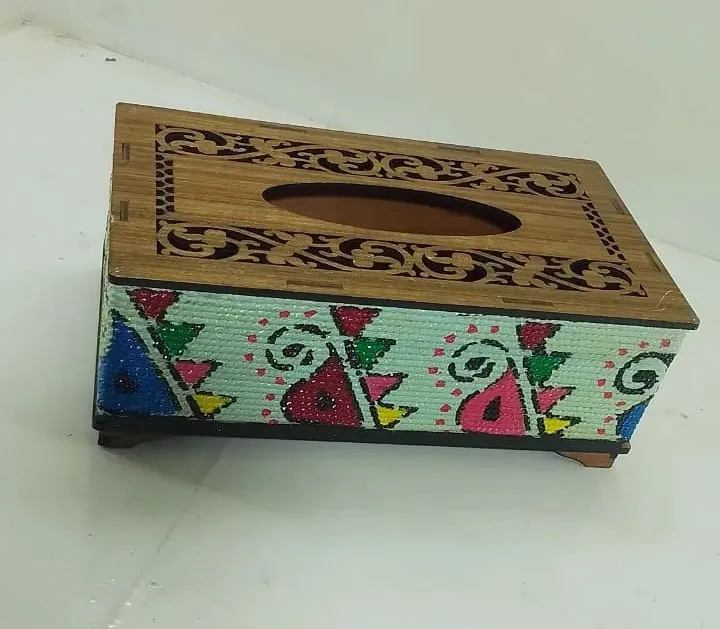 Wooden Hand-Painted Tissue Box