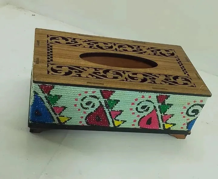 Wooden Hand-Painted Tissue Box - Thumbnail 4
