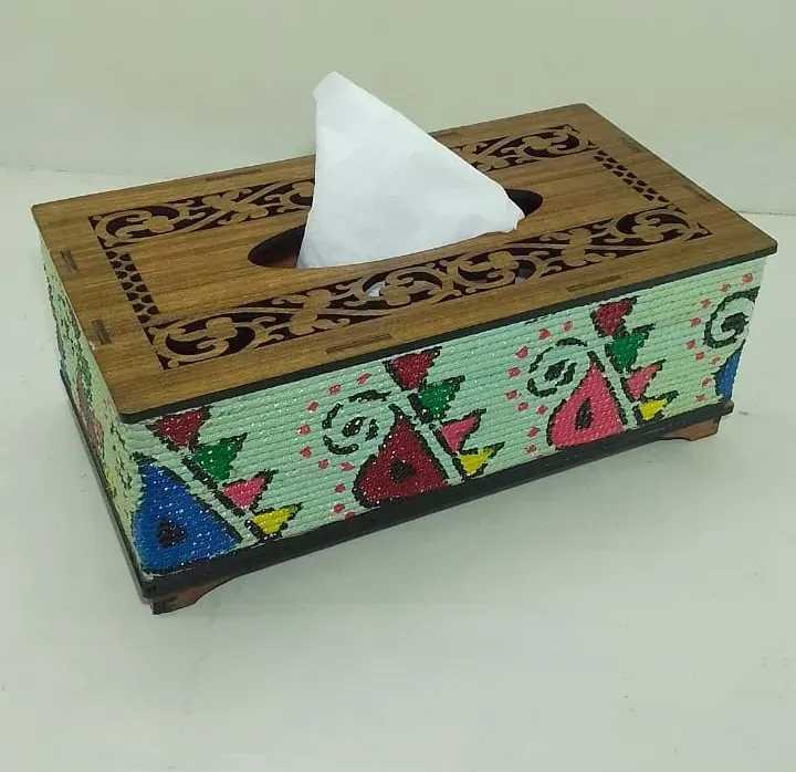 Wooden Hand-Painted Tissue Box - Thumbnail 5
