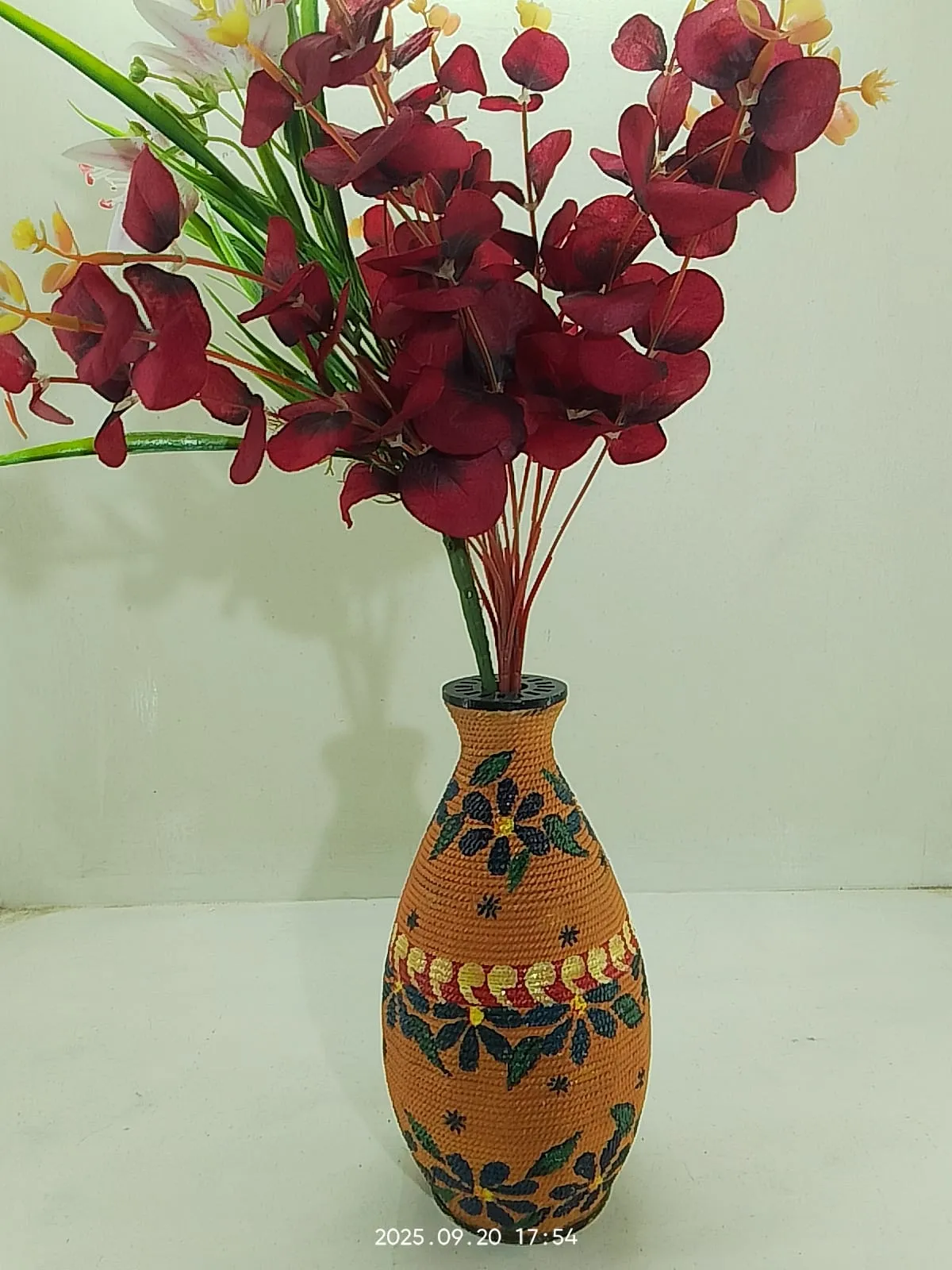 Handcrafted Decorative Flower Vase with Artificial Lilies