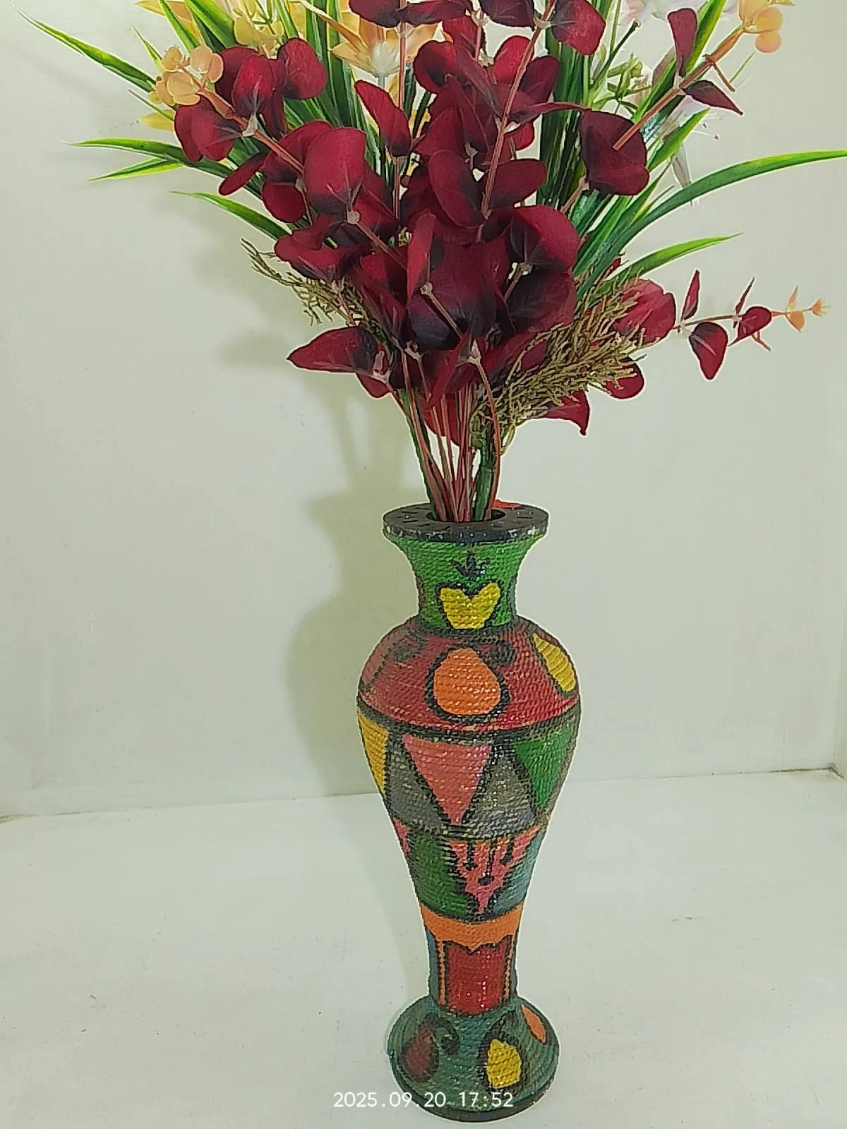 Handcrafted Decorative Flower Vase with Artificial Lilies