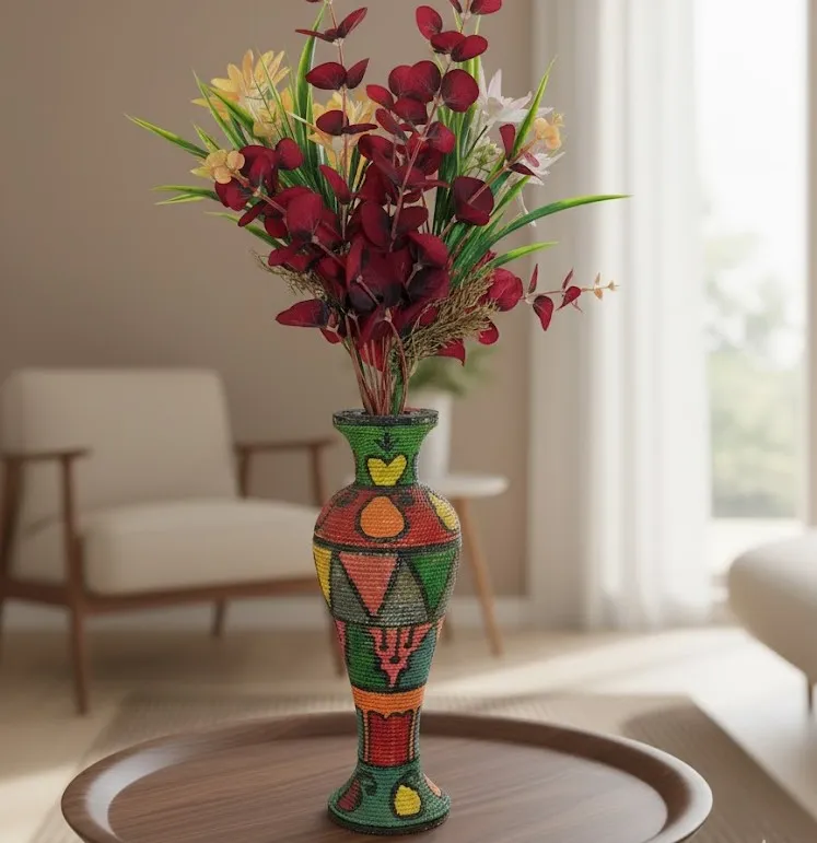 Handcrafted Decorative Flower Vase with Artificial Lilies