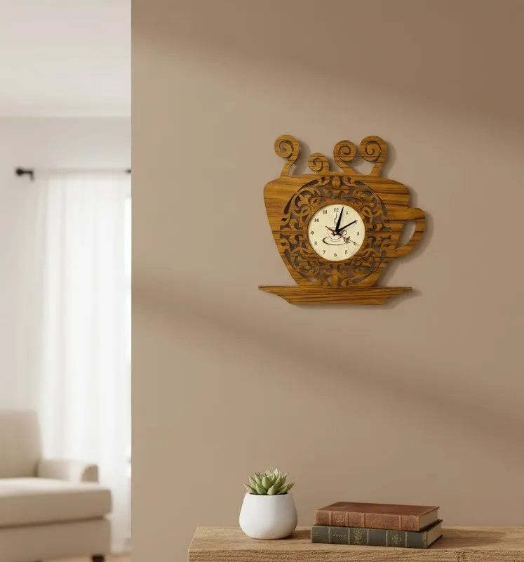coffee cup shape wall clock