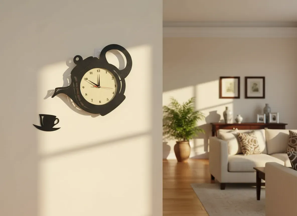 Kettle Cup Wooden Wall Clock