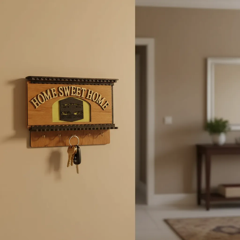 Wooden Wall Key Holder – “Home Sweet Home”