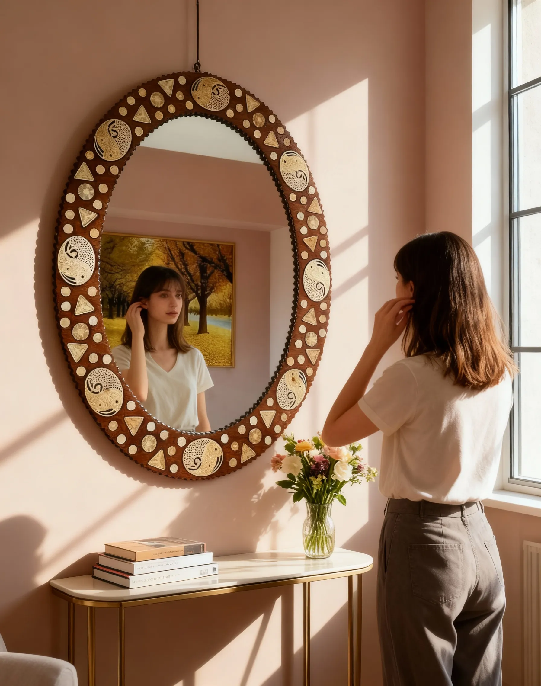 wooden mirror size 27inchi