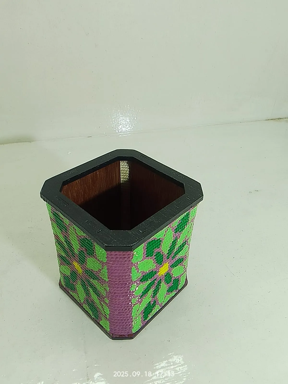 Wooden Hand-Painted Pen Holder