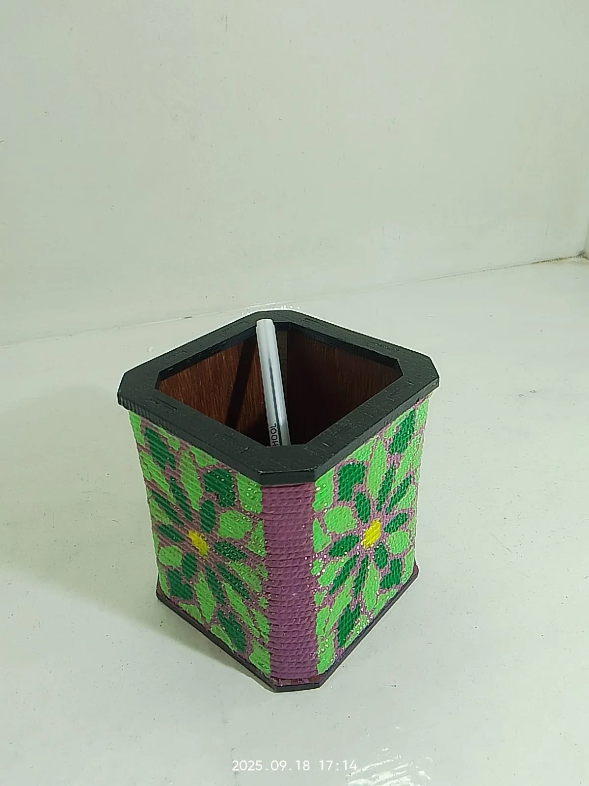 Wooden Hand-Painted Pen Holder