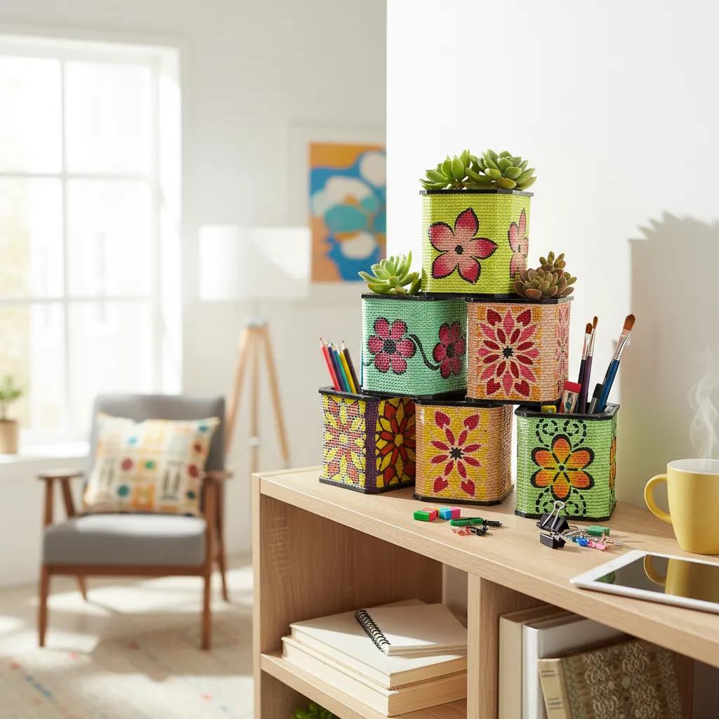 Wooden Hand-Painted Pen Holder