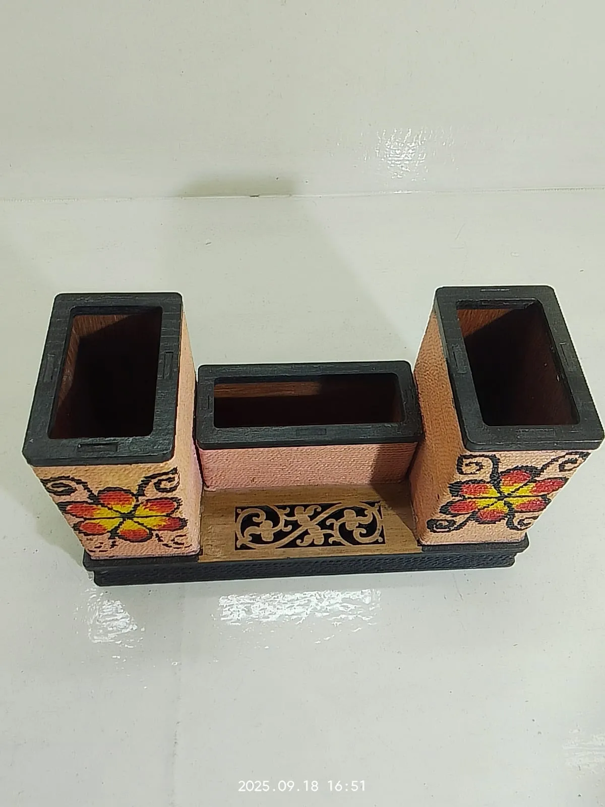 Wooden Hand-Painted Pen Holder