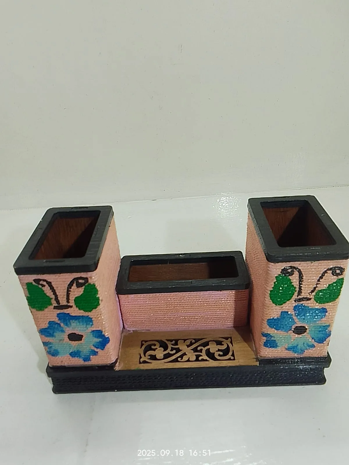 Wooden Hand-Painted Pen Holder