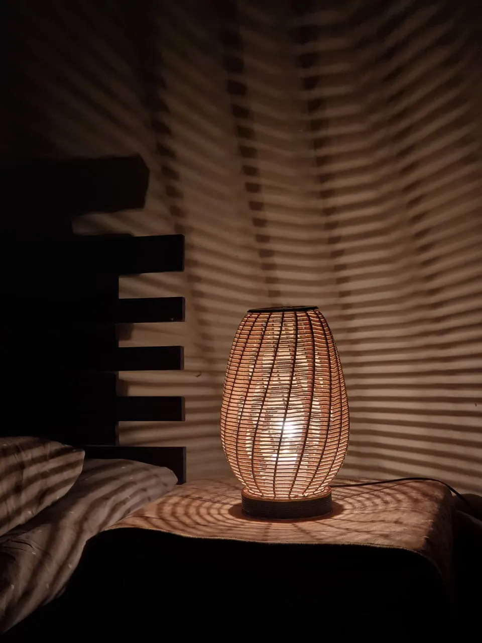 Handcrafted Wooden Bedside Table Lamp