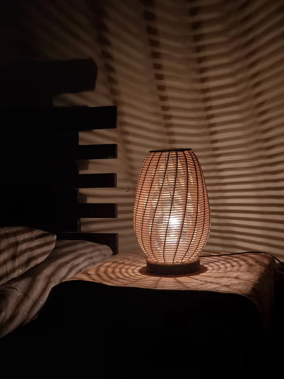 Handcrafted Wooden Bedside Table Lamp - Thumbnail 3