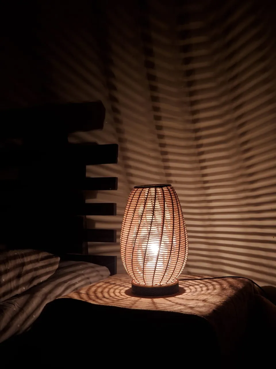 Handcrafted Wooden Bedside Table Lamp - Thumbnail 5
