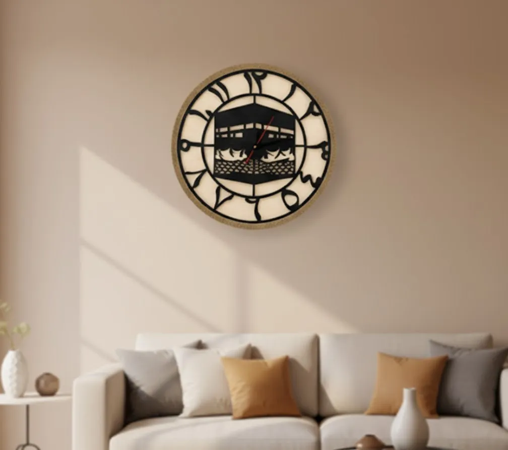 Wooden Islamic Wall Clock – Timeless Elegance in Every Detail