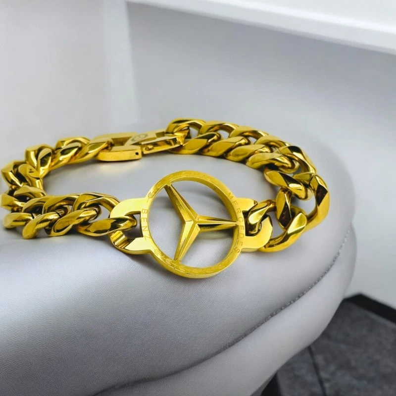 Mercedes Stainless Steel Men’s Bracelet- Silver