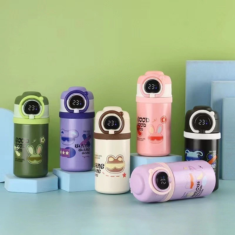 High Aesthetic Cartoon Insulated Kids Smart Water Bottle – 316 Stainless Steel with Straw & Custom Design