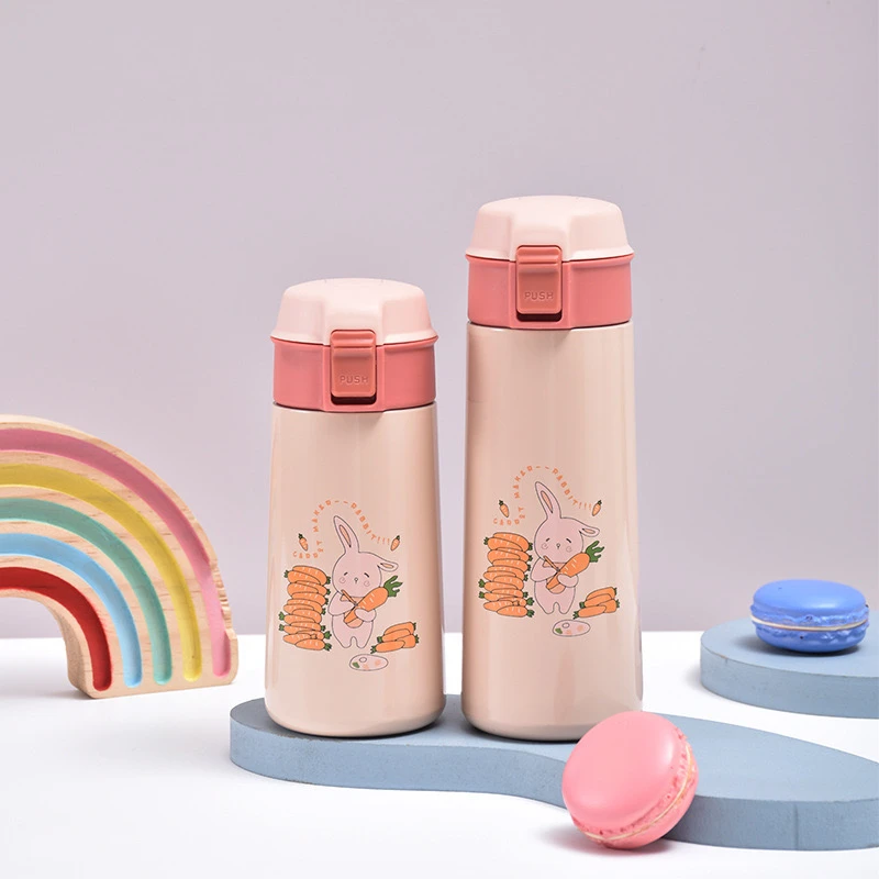 Hot-Selling Cartoon Flip-Top Vacuum Flask – 304 Stainless Steel Double Wall Portable Straight Bottle - Image 6