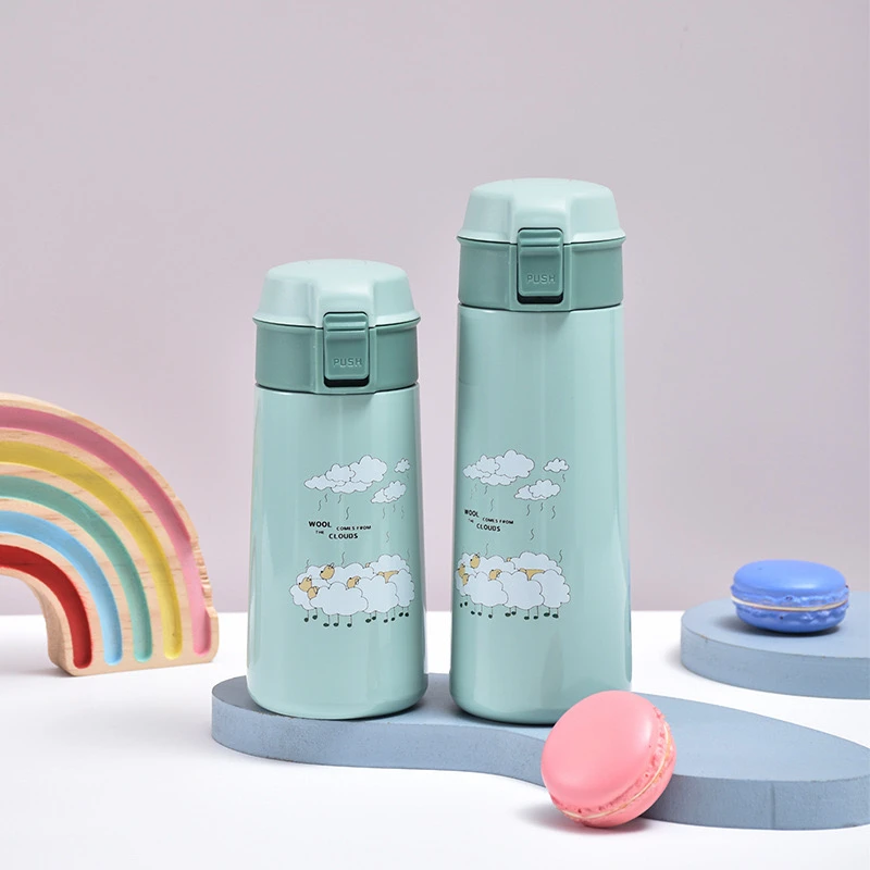 Hot-Selling Cartoon Flip-Top Vacuum Flask – 304 Stainless Steel Double Wall Portable Straight Bottle - Image 7