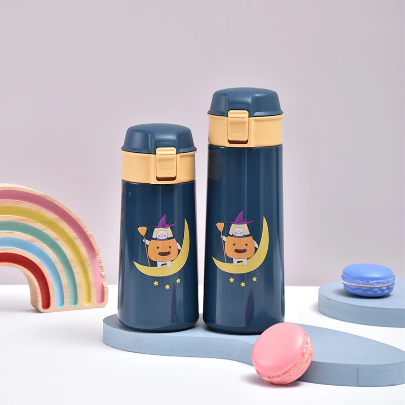 Hot-Selling Cartoon Flip-Top Vacuum Flask – 304 Stainless Steel Double Wall Portable Straight Bottle - Image 8