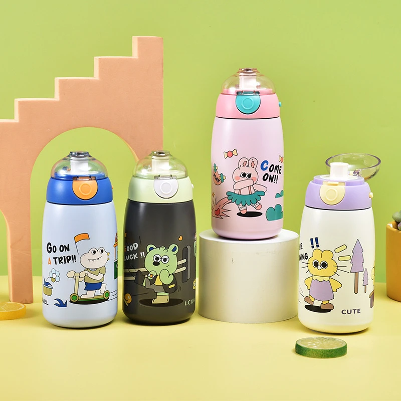 Stainless Steel Vacuum Insulated Kids Water Bottle – 316 Double Wall with Strap & Flip Lid