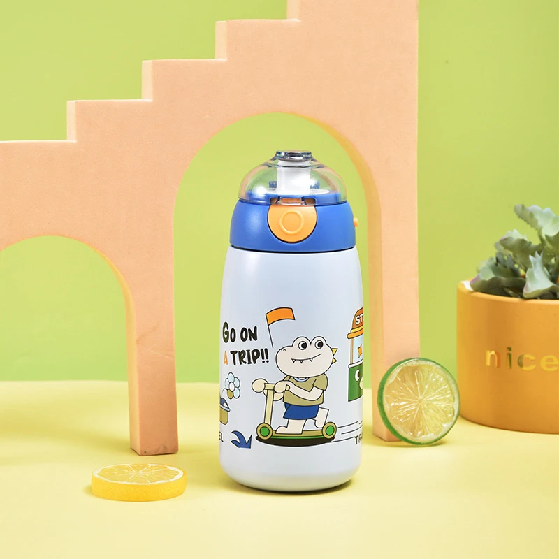 Stainless Steel Vacuum Insulated Kids Water Bottle – 316 Double Wall with Strap & Flip Lid - Image 3