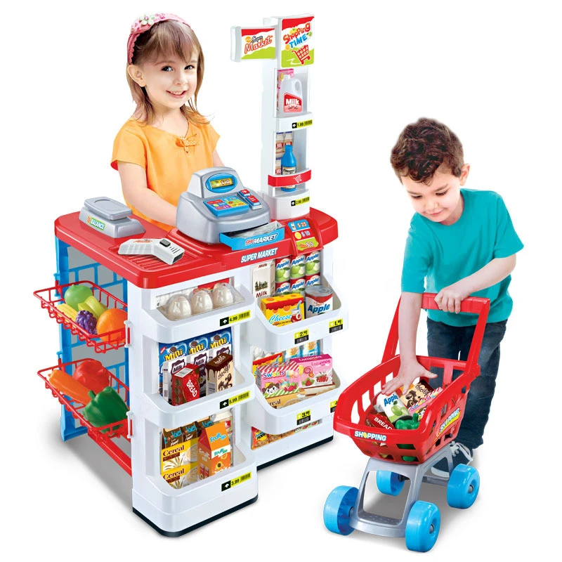 Kids Pretend Play Kitchen & Supermarket Set
