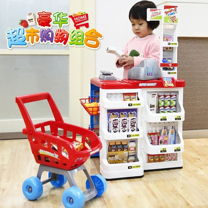 Kids Pretend Play Kitchen & Supermarket Set