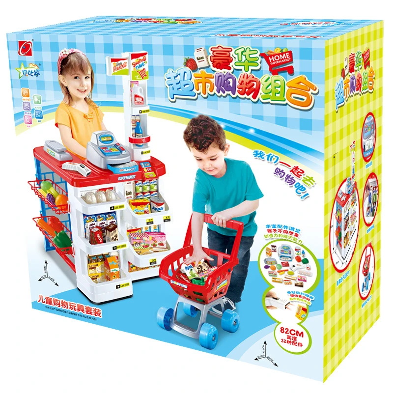 Kids Pretend Play Kitchen & Supermarket Set - Image 3