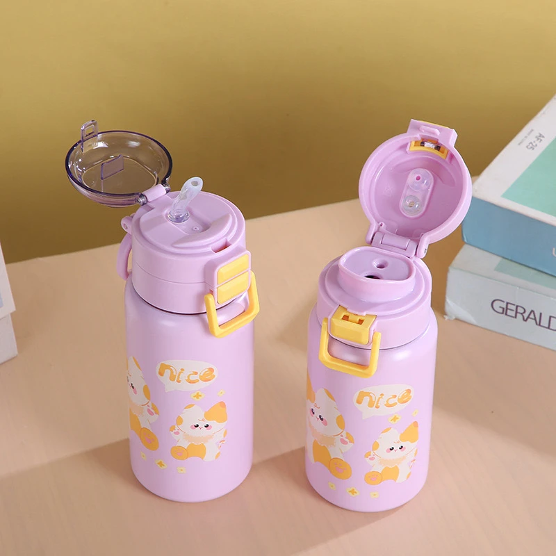 Premium 316 Stainless Steel Kids’ Insulated Bottle – Stylish Double-Drink Straw Cup for Girls - Image 7
