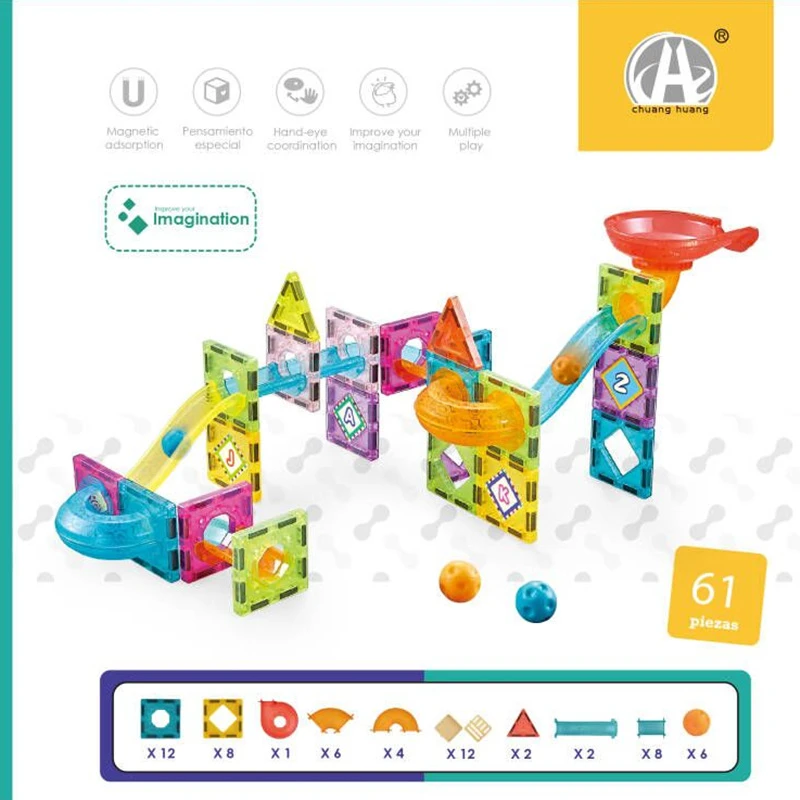 Magnetic Marble Run Building Blocks Set