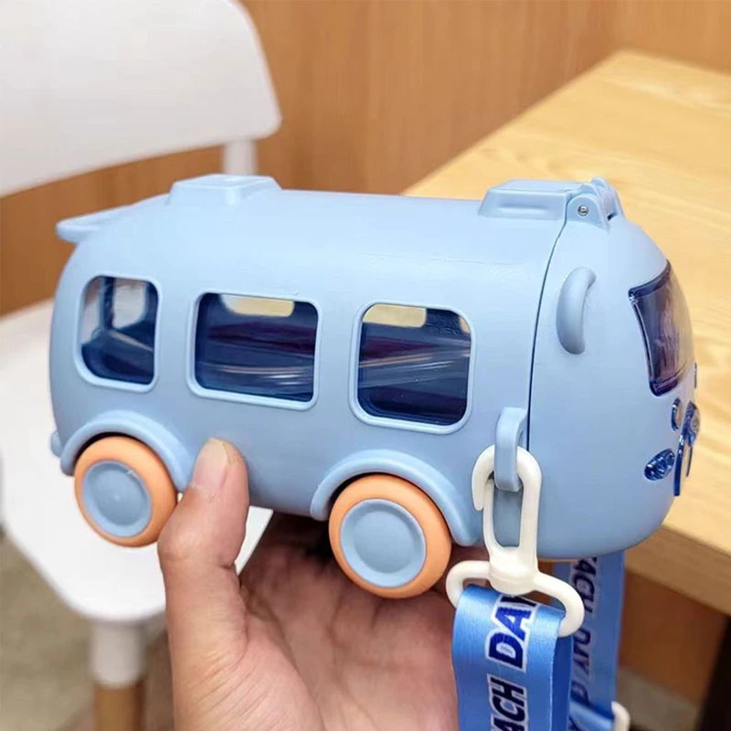 Cute Bus & Car Design Kids Straw Water Bottle - 500ml - Image 4