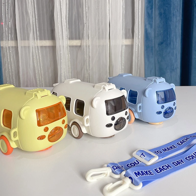 Cute Bus & Car Design Kids Straw Water Bottle - 500ml - Image 5